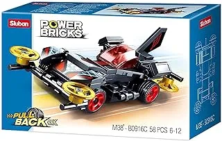 Sluban Power Bricks Series - Black Racing Car Building Set 58 PCS - For Children 6+ Years Old