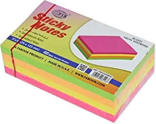 FIS Sticky Note Pad, 3X5 inches, Pack of 4, Ruled, 4 Assorted Neon Color -FSPO3X5RN4C