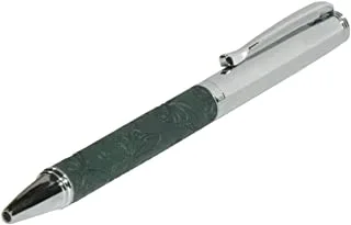 FIS FSPNSPUGRD6 Pen with Embossed Italian PU Wrapper and Gift Box, Silver/Green