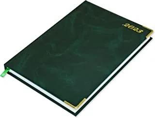 دفتر يوميات أجندة 2023 من FIS (إنجليزي) ، مبطن من جانب واحد ، زوايا ذهبية ، أخضر - FSDI75EVG23GR