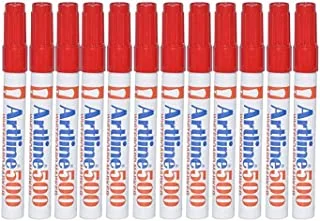قلم ماركر للسبورة البيضاء من ارتلاين ARMK500RE ، 12 قطعة ، أحمر