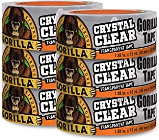 Gorilla Crystal Clear Repair Duct Tape, 1.88” x 18 yd, Clear, (Pack of 6)