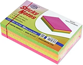 FIS Sticky Note Pad, 4X6 inches, Pack of 4, Ruled, 4 Assorted Neon Color -FSPO4X6RN4C
