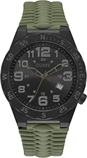 GUESS 46mm Stainless Steel Watch with Date, Black/Silver, NS, Quartz Watch