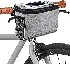 Bike Handlebar Bag - Bike Front Basket Cold and Warm Insulation, Waterproof Bike Storage Bag with Touchable Transparent Phone Pouch Reflective Stripe, Bicycle Basket for Mountain Road Bikes Scooters