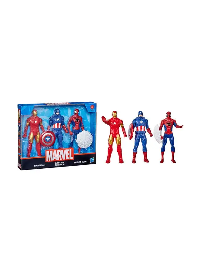 MARVEL Hasbro Marvel Action Figure Toy 3-Pack 6-Inch Figures Includes 3 Figures Iron Man Spider-Man Captain America For Kids Ages 4 And Up