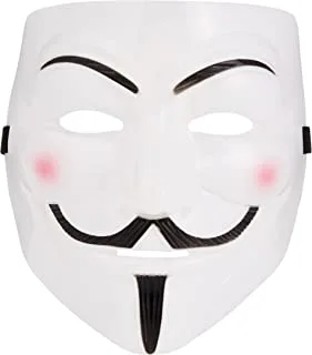 RGLT White V for Vendetta Guy Fawkes Fox Face Mask Fancy Halloween Cosplay Pack of 1, MK-2GuyFox, Regular