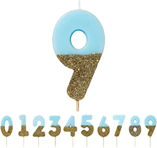 Blue - Glitter Number Candle 9