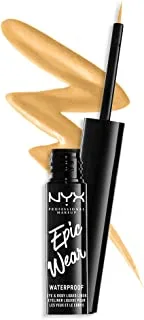 محدد عيون سائل Nyx Professional MakEUp Epic Wear ، محدد عيون غير لامع مقاوم للماء يدوم طويلاً - أصفر