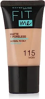 Maybelline New York Fit Me Matte Plus Poreless Foundation Cream, 18 ml - 115 Ivory