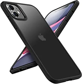 X-Level iPhone 11 Case Shockproof [Military Grade Drop Protection] Frosted Translucent Anti-Drop Hard PC Back with Soft Silicone Edge Slim Thin Protective-Black