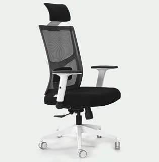كرسي شبكي ليدرز موديل نايس قماش أسود باطار أبيض - Leaders 420 Nice Mesh Chair، أسود/أبيض