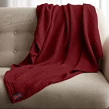 Sandy Premium Knitted Thermal Blanket/Throw 100% Cotton Made in Egypt, Soft & Breathable Weave, Decorative and Perfect for Layering (King Size 260 X 270 cm - Burgundy)