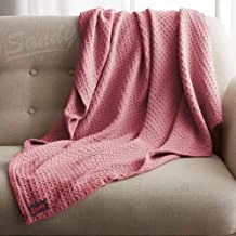 Sandy Premium Knitted Thermal Blanket/Throw 100% Cotton Made in Egypt, Soft & Breathable Weave, Decorative and Perfect for Layering (King Size 240 X 240 cm - Coral)