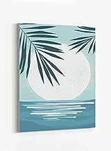 LOWHA Abstarct Seascape Palm Framed Canvas Wall Art for Home, Bedroom, Office, Living Room 40x60cm