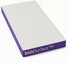 Snuz SnuzSurface Duo Dual Sided Infant Cot Bed Mattress SnuzKot, 3D Breathable Surface, Waterproof Surface, Suitable from 0 to 4 yrs, White/Purple, 68 x 117 x 11 cm