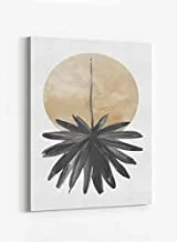 LOWHA Mid Century Palm Leaf Style Framed Canvas Wall Art for Home, Bedroom, Office, Living Room 60x80cm
