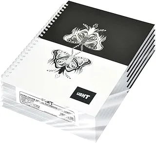 FIS LINBS971803 Single Line 100 Sheets Spiral Hard Cover Notebook 5-Pieces, 9-inch x 7-inch Size