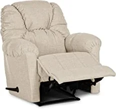 REGAL IN HOUSE Rocking and Rotating Linen Upholstered Relaxing Chair with Bed Mode - Light Beige