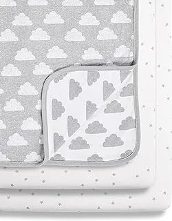 Snüz 3 Piece Crib Bedding Set – 100% Jersey Cotton – Grey & White Blanket and Crib Sheets - Cloud Nine