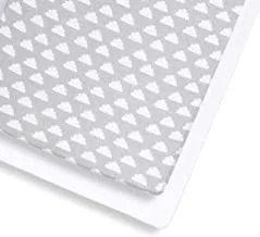Snuz Cot and Cot Bed Fitted Sheet, Cloud, Grey/White, 390 g, BD028CH