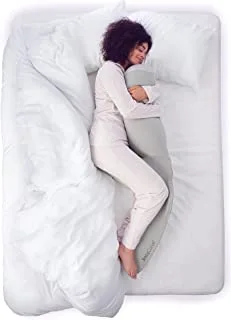 وسادة الحمل سنوز كيرف، وسادة ذات شكل فريد ومنحنية للنوم، وسادة نوم لدعم الحمل، قيلولة واسترخاء مريح، مع غطاء قابل للغسل - رمادي